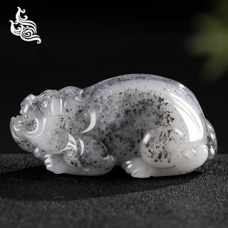 美脂润新疆天然和田玉青花籽料貔貅手把件立体雕刻玉石文玩把件孤品礼